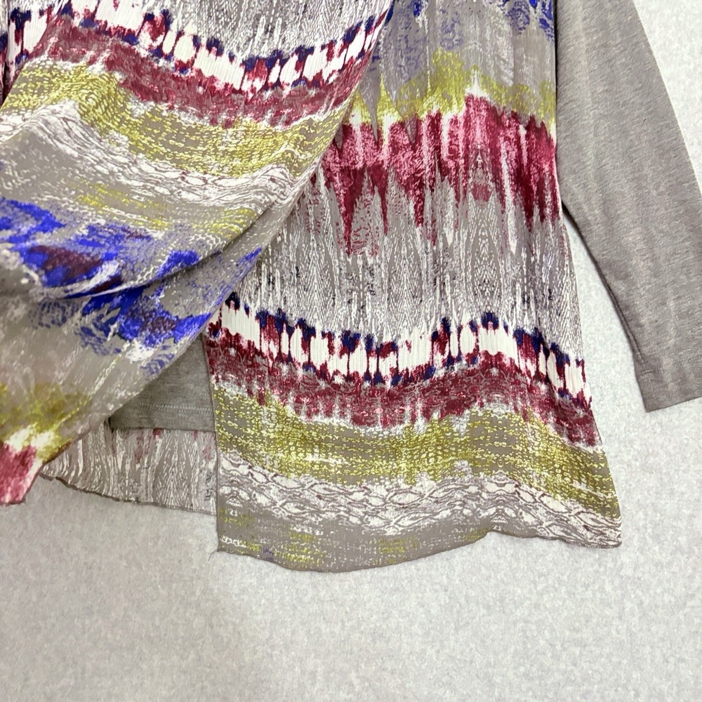 John Mark Mixed Fabric Popover Top Layered Long Sleeve Sz Small Artsy Draped - Picture 5 of 7